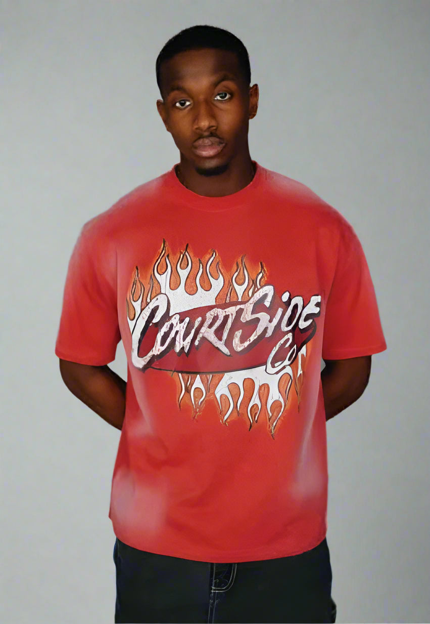 COURTSIDE MACKEY RELAXED TEE SHIRT RED