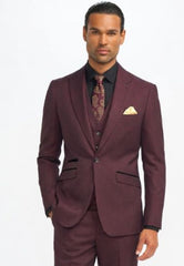 Cavani Caridi Wine Single Breasted Blazer