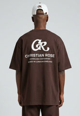 CHRISTIAN ROSE CR BROWN T-SHIRT