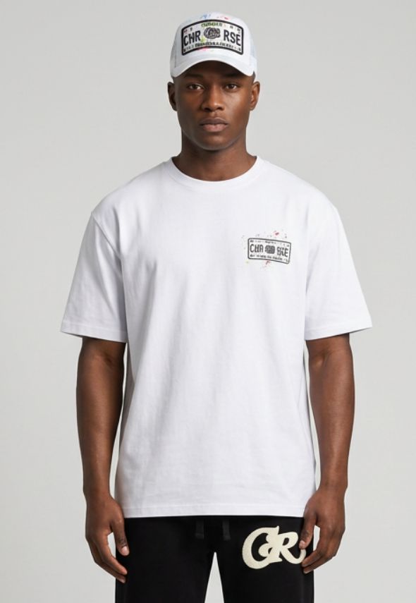 CHRISTIAN ROSE PAINT SPLAT T-SHIRT WHITE