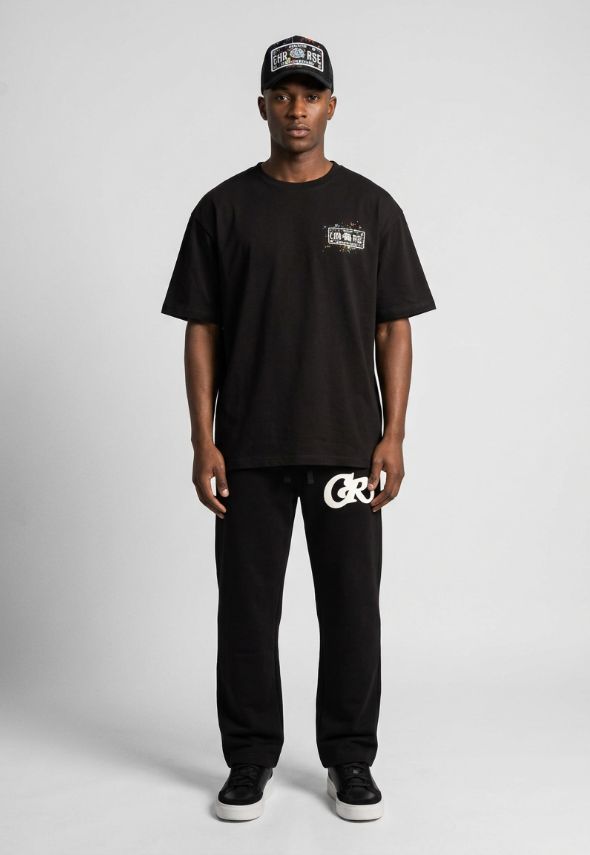 CHRISTIAN ROSE PAINT SPLAT T-SHIRT BLACK