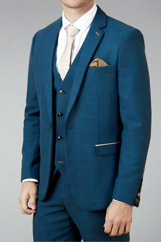 Marc Darcy DION - Blue Tweed Check Blazer