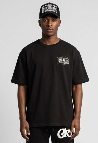 CHRISTIAN ROSE PAINT SPLAT T-SHIRT BLACK