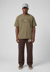 CHRISTIAN ROSE RHINESTONE KHAKI T-SHIRT