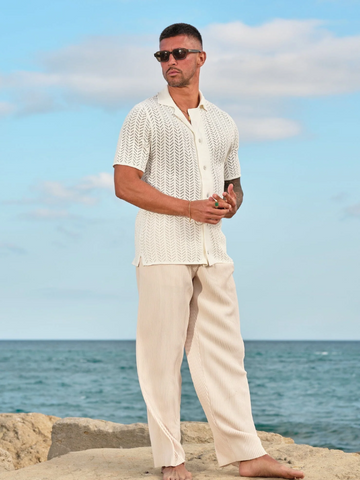 BELIER Off White Crochet Shirt