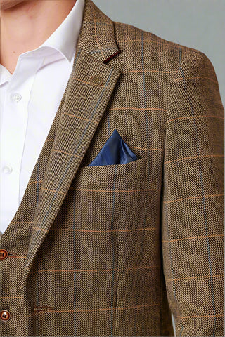 Marc Darcy TED - Tan Tweed Check Blazer