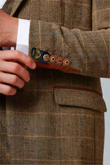 Marc Darcy TED - Tan Tweed Check Blazer