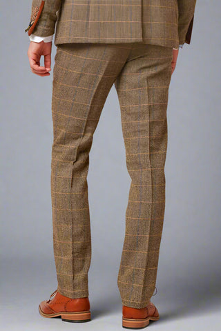 Marc Darcy TED - Tan Tweed Check Trousers