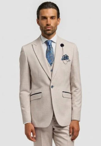 Cavani Caridi Beige Single Breasted Blazer