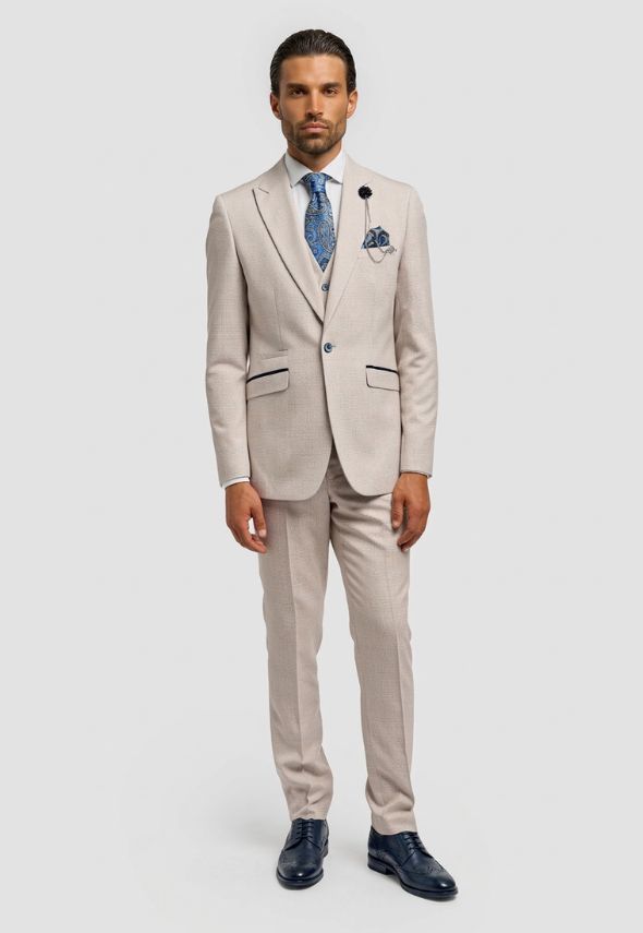 Cavani Caridi Beige Single Breasted Blazer