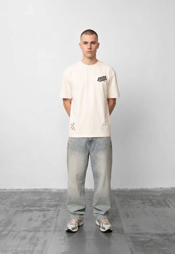 FRESH FLAVOURS RELAXED FIT EMBOSSED JEAN BLUE