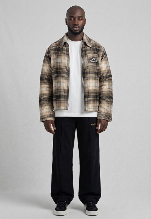 PAS DE MONACO ROUJED MENS JACKET BEIGE CHECKED