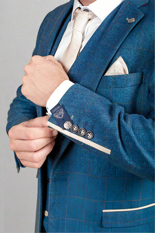 Marc Darcy DION - Blue Tweed Check Blazer