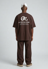 CHRISTIAN ROSE CR BROWN T-SHIRT