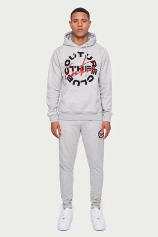 The Couture Club   SLIM FIT HOOD WITH CIRCLE BRANDED LOGO - GREY