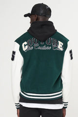 THE COUTURE CLUB COLLEGE GREEN VARSITY BOMBER JACKET - GREEN