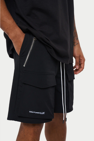The Couture Club PANELLED CARGO SHORTS - BLACK