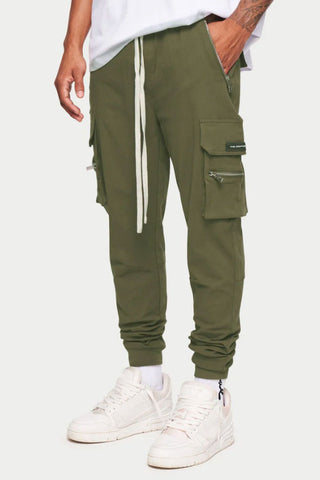 The Couture Club CARGO PANT WITH CUFFED HEM - KHAKI