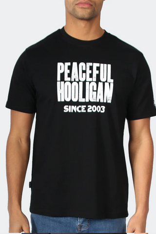 Peaceful Hooligan LETTER PRESS T-SHIRT BLACK