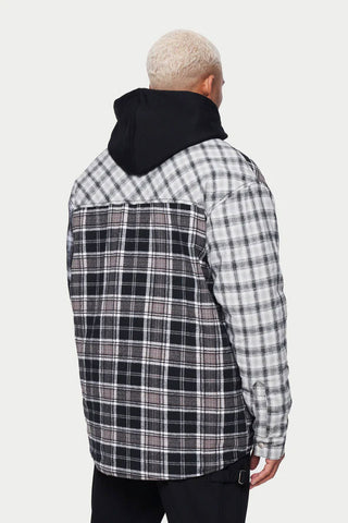 The couture club PADDED FLANNEL SHACKET - BLACK
