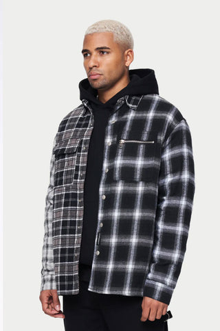 The couture club PADDED FLANNEL SHACKET - BLACK