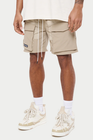 The Couture Club PANELLED CARGO SHORTS -Beige