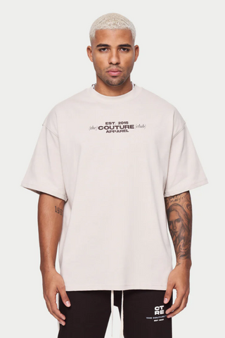 The Couture Club MEMBERS ONLY LOGO RELAXED T-SHIRT - CREAM